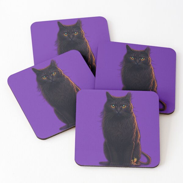Item preview, Full-Body Black Cat (Purple) designed and sold by AmaziaCo.