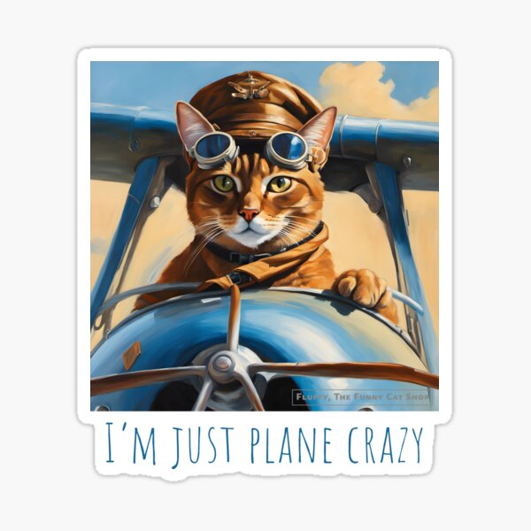 Ich bin einfach verrückt nach Flugzeugen - Kätzchen im Flugzeug - ein lustiges Katzen-T-Shirt Sticker