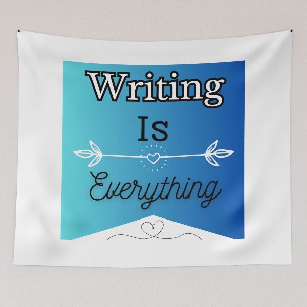 Item preview, Writing Is Everything blue gradient background with heart design designed and sold by Susan-Marie220.