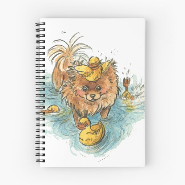 Item preview, Toffy and the Ducks Pomeranian Original Watercolour Painting designed and sold by carlottamascolo.