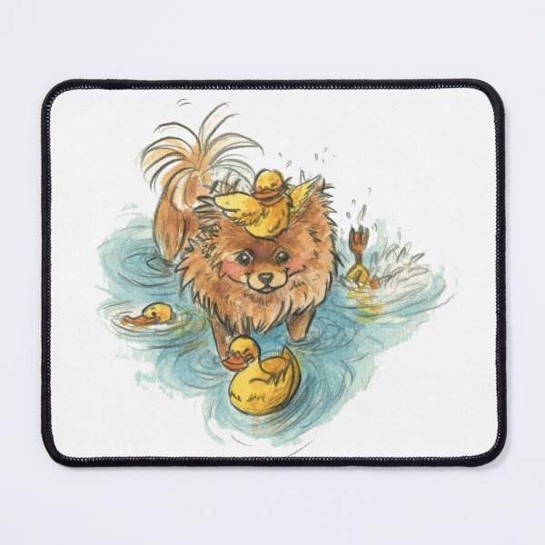 Item preview, Toffy and the Ducks Pomeranian Original Watercolour Painting designed and sold by carlottamascolo.