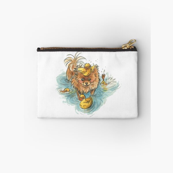 Item preview, Toffy and the Ducks Pomeranian Original Watercolour Painting designed and sold by carlottamascolo.