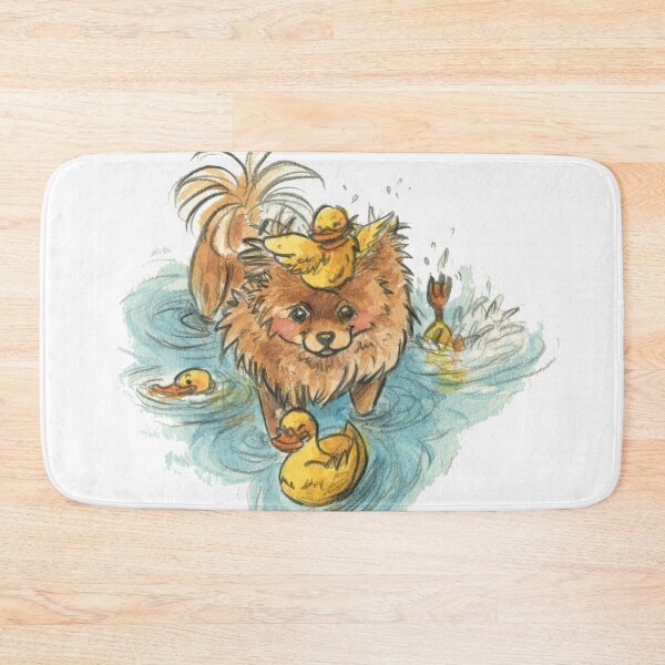 Item preview, Toffy and the Ducks Pomeranian Original Watercolour Painting designed and sold by carlottamascolo.