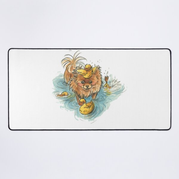 Item preview, Toffy and the Ducks Pomeranian Original Watercolour Painting designed and sold by carlottamascolo.