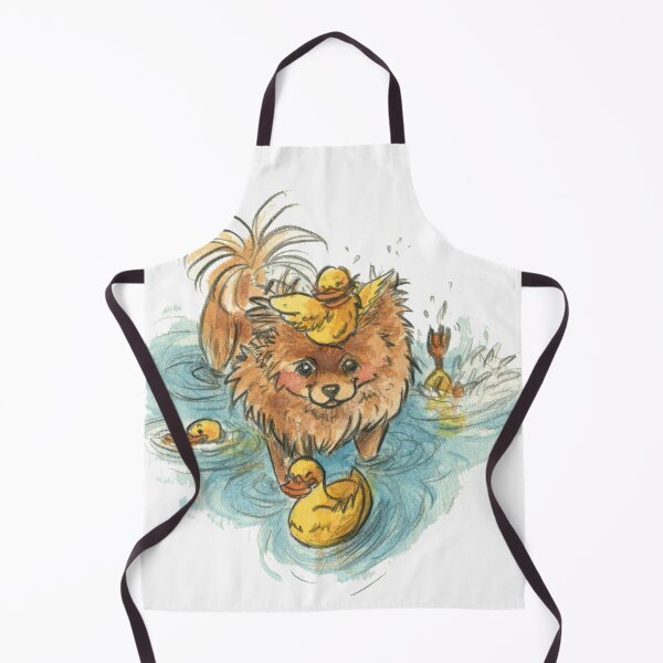Item preview, Toffy and the Ducks Pomeranian Original Watercolour Painting designed and sold by carlottamascolo.