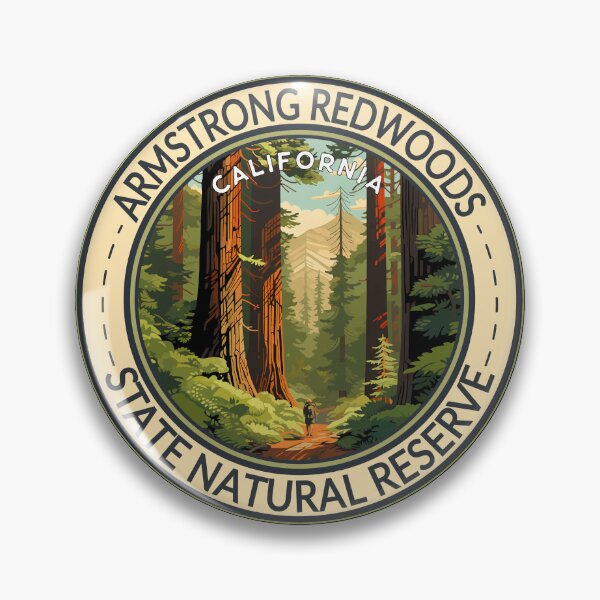 Item preview, Armstrong Redwoods State Natural Reserve California Travel Art Badge designed and sold by KrisSidDesigns.
