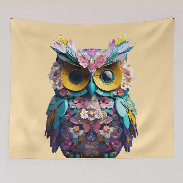 Item preview, Owl, colourful modern style with flowers designed and sold by Goodyzaa.