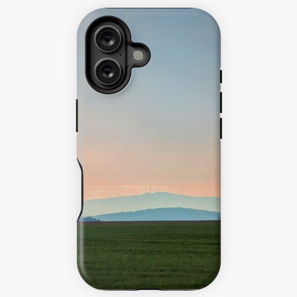 view of the mountain against the backdrop of the setting sun iPhone Tough Case