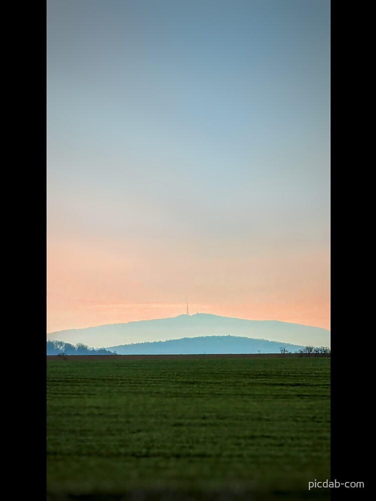 Thumbnail 7 of 7, Oversized T-Shirt, view of the mountain against the backdrop of the setting sun designed and sold by picdab-com.