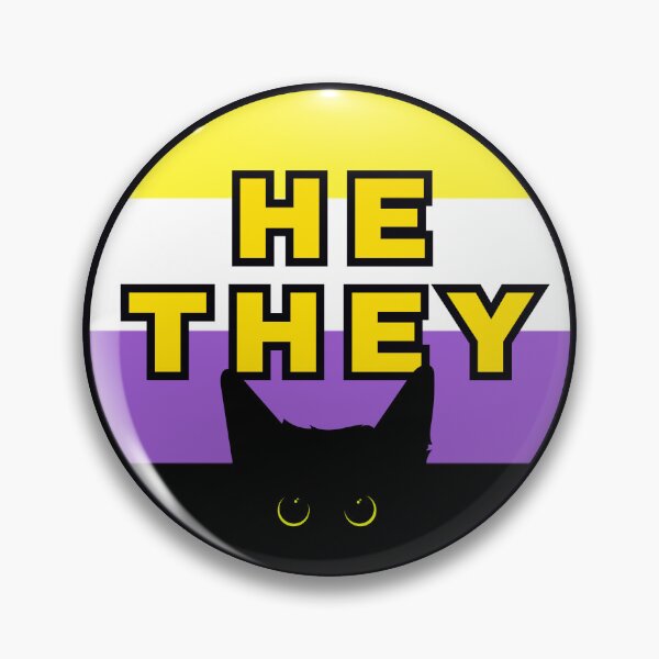 Item preview, Void Cat Non-binary He/They Pronouns designed and sold by Furia LGBTQ+ Accessories.