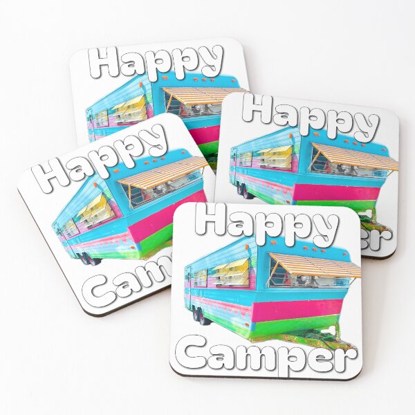 Item preview, Happy Camper, Travel Trailer, Vintage Travel Trailer, Retro Camper, Colorful Trailer designed and sold by BubbaCommerce.
