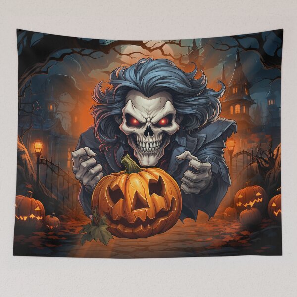 Item preview, Halloween Ghoulish Grin, Skeleton Warlock and Pumpkin designed and sold by IonDigitalArts.