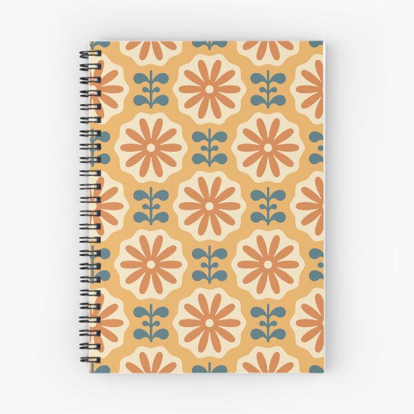 Item preview, KF 0135 A - Vintage Retro Daisy 70s Floral Pattern in Orange and Blue designed and sold by KhakiFinch.