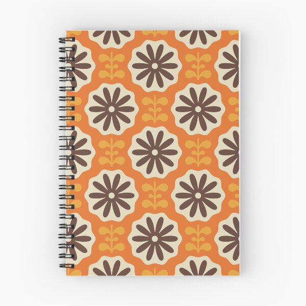 Item preview, KF 0135 C - Vintage Retro Daisy 70s Floral Pattern in Orange and Brown designed and sold by KhakiFinch.
