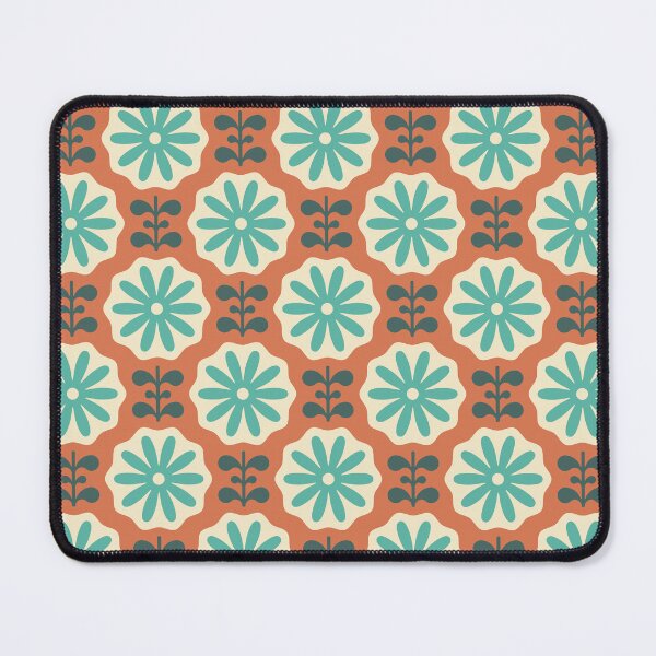 Item preview, KF 0135 E - Vintage Retro Daisy 70s Floral Pattern in Orange and Teal designed and sold by KhakiFinch.