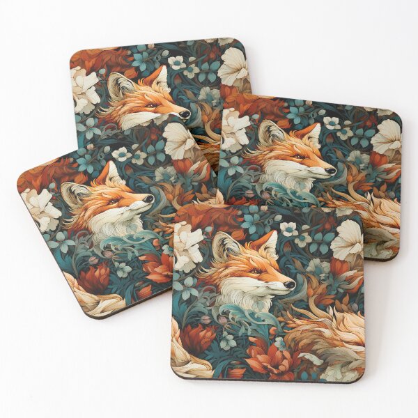 Item preview, Sly fox Seamless Pattern illustration inspired by William Morris designed and sold by The Willow Of  Rain City.