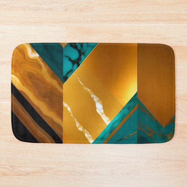 Item preview, Turquoise Teal And Golden Pattern - Marble Design Gold Effect Stripes designed and sold by Moonsiess.