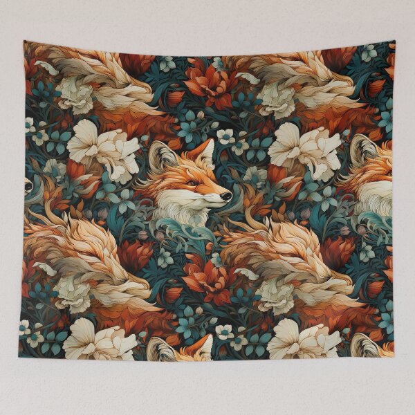 Item preview, Sly fox Seamless Pattern illustration inspired by William Morris designed and sold by The Willow Of  Rain City.