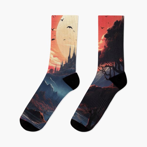 Item preview, Castle of Crimson Skies: Sunset Over the Mystic Mountain designed and sold by oanaunciuleanu.