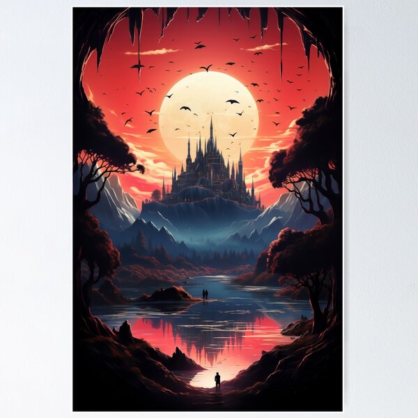 Item preview, Castle of Crimson Skies: Sunset Over the Mystic Mountain designed and sold by oanaunciuleanu.