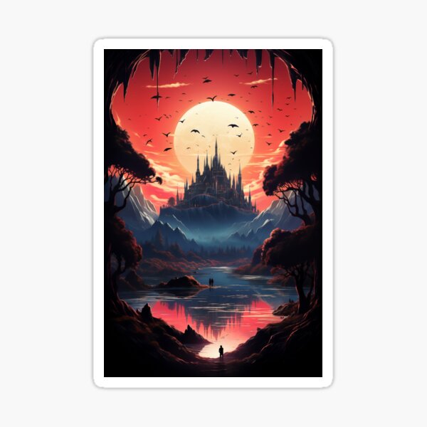 Item preview, Castle of Crimson Skies: Sunset Over the Mystic Mountain designed and sold by oanaunciuleanu.