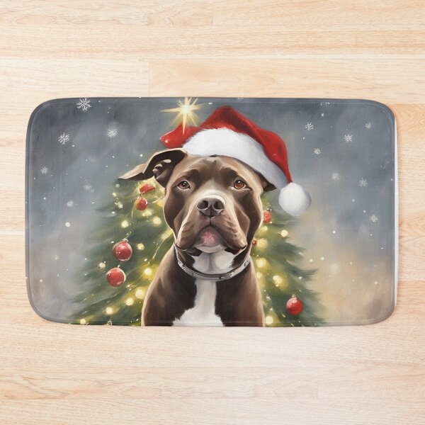 Item preview, Brown Pitbull Christmas designed and sold by PetArt  ⭐⭐⭐⭐⭐.