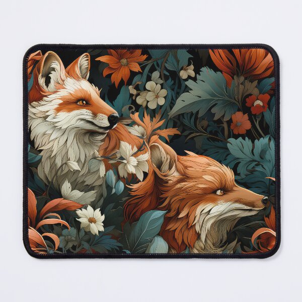Item preview, Sly fox Seamless Pattern illustration inspired by William Morris designed and sold by The Willow Of Rain City.