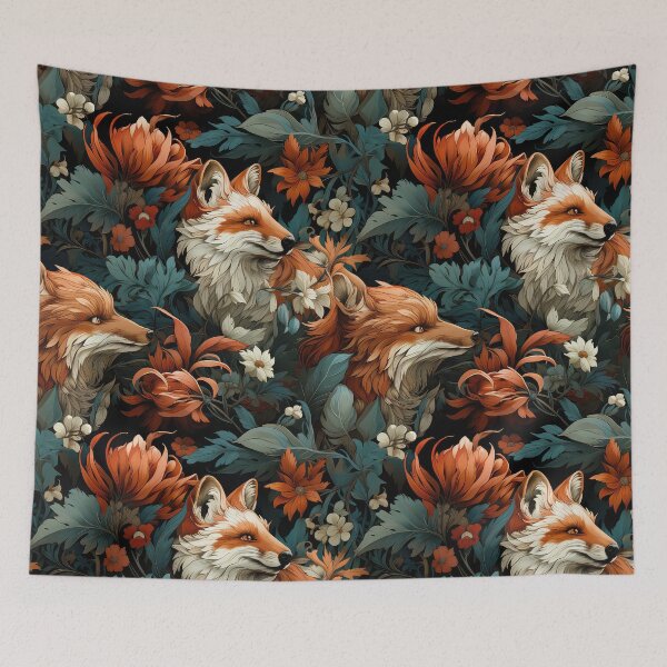 Item preview, Sly fox Seamless Pattern illustration inspired by William Morris designed and sold by The Willow Of  Rain City.