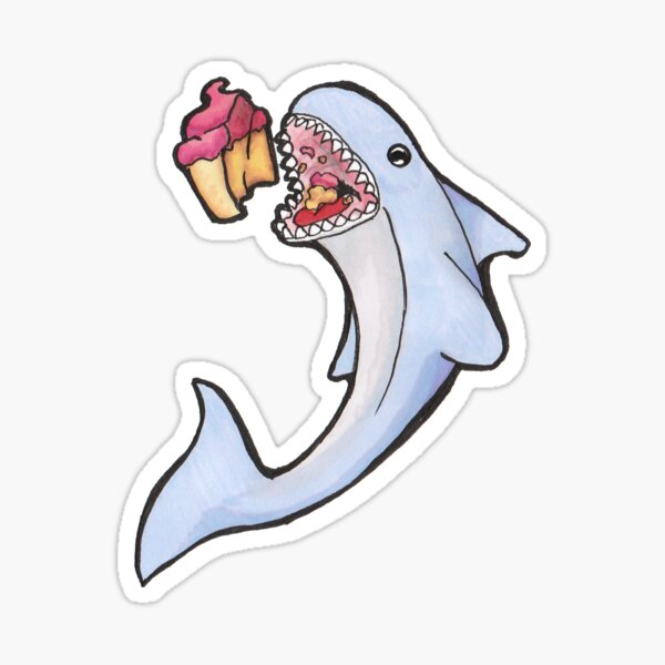 Shark with a Cupcake Sticker