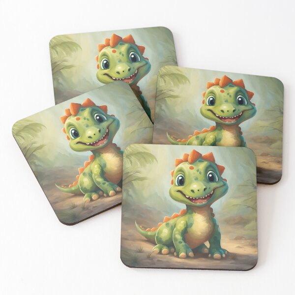 Item preview, Cute baby smiling dinosaur - green and orange designed and sold by SirenSeventyOne.