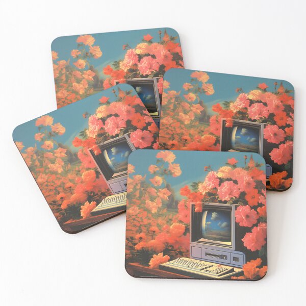 Item preview, Retro Computer and a Bunch of Red Flowers designed and sold by Je-we.
