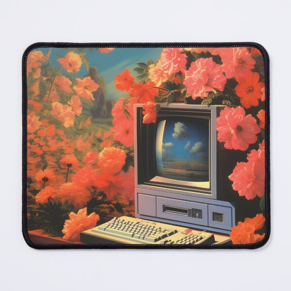 Item preview, Retro Computer and a Bunch of Red Flowers designed and sold by Je-we.
