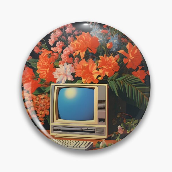 Item preview, Retro Computer and a Bunch of Red Flowers on the Table designed and sold by Je-we.