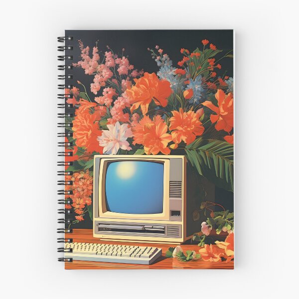 Item preview, Retro Computer and a Bunch of Red Flowers on the Table designed and sold by Je-we.