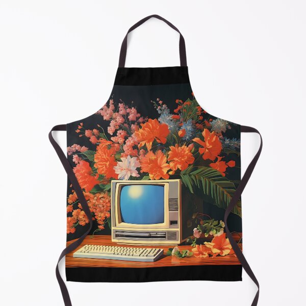 Item preview, Retro Computer and a Bunch of Red Flowers on the Table designed and sold by Je-we.