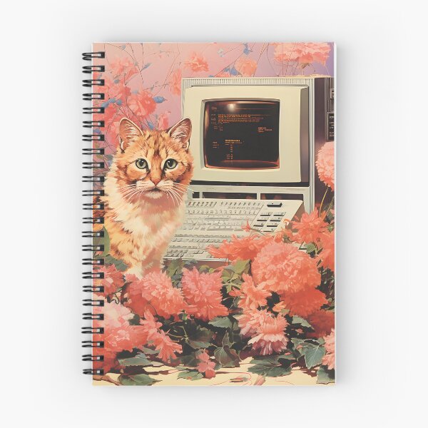 Item preview, Retro Computer and a Bunch of Flowers and Cat designed and sold by Je-we.