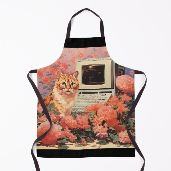 Item preview, Retro Computer and a Bunch of Flowers and Cat designed and sold by Je-we.