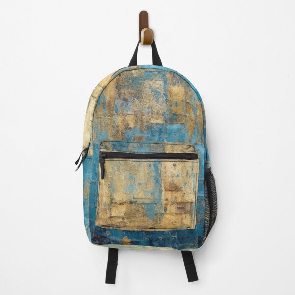 Item preview, Abstract blue teal and gold grunge artwork. designed and sold by MargaretWiktor.
