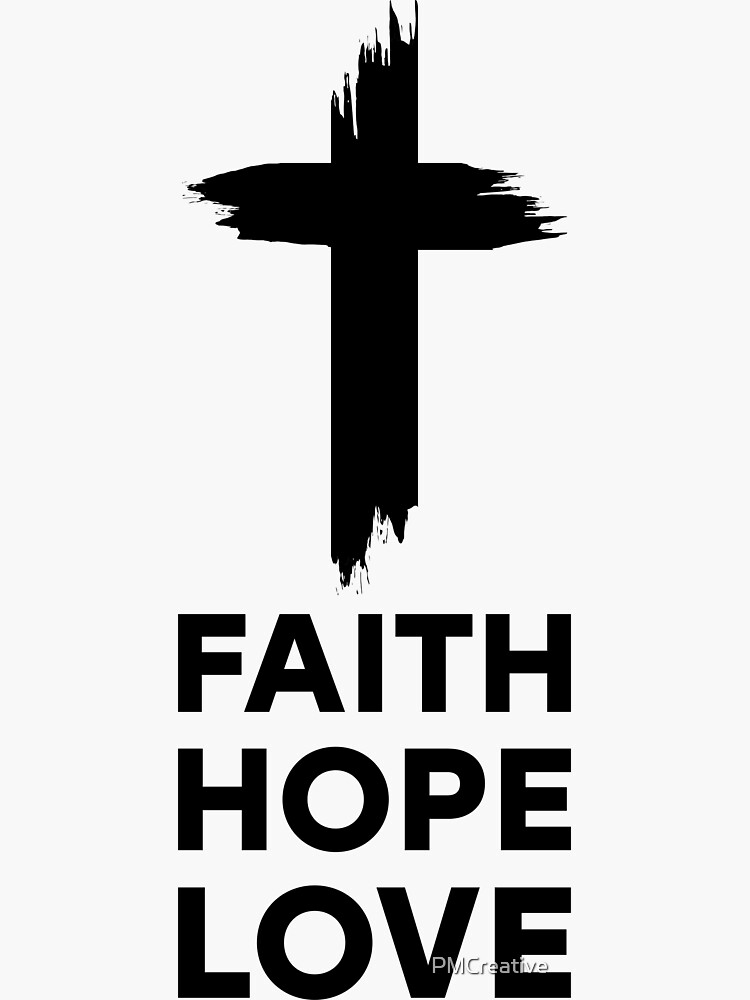 4in x 4in Black and White God Love Cross Sticker Vinyl Christian Car Decal