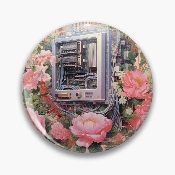 Item preview, Retro Computer Microchip and a Bunch of Pink Flowers designed and sold by Je-we.