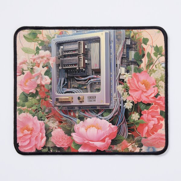 Item preview, Retro Computer Microchip and a Bunch of Pink Flowers designed and sold by Je-we.