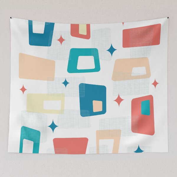 Item preview, Atomic Age Mid Century Modern Blocks Celadon Blue designed and sold by trdstudio.