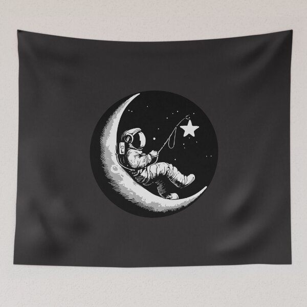 Item preview, vintage astronaut fishing star on space designed and sold by shaderepublic.