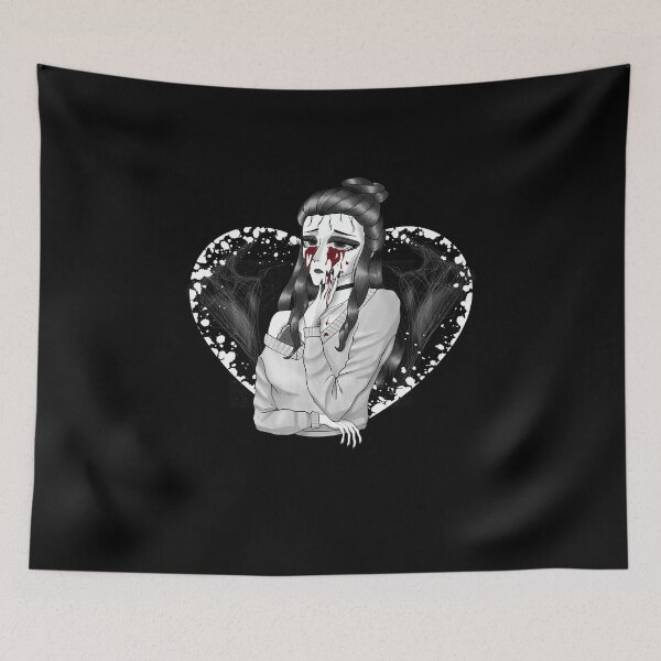 Item preview, Young woman crying blood tears over bleeding heart designed and sold by AranisuDrawings.
