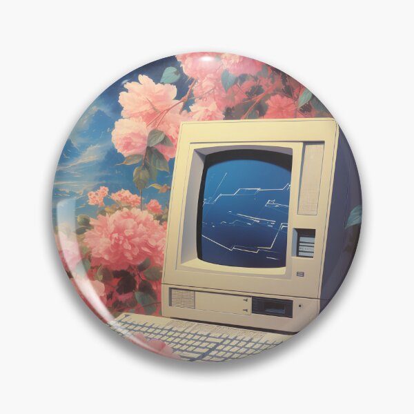 Item preview, Retro Computer and a Bunch of Pink Flowers and Nature designed and sold by Je-we.