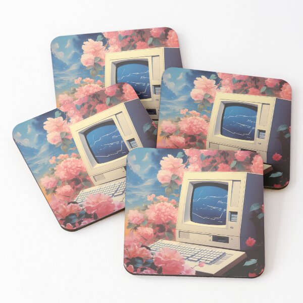 Item preview, Retro Computer and a Bunch of Pink Flowers and Nature designed and sold by Je-we.
