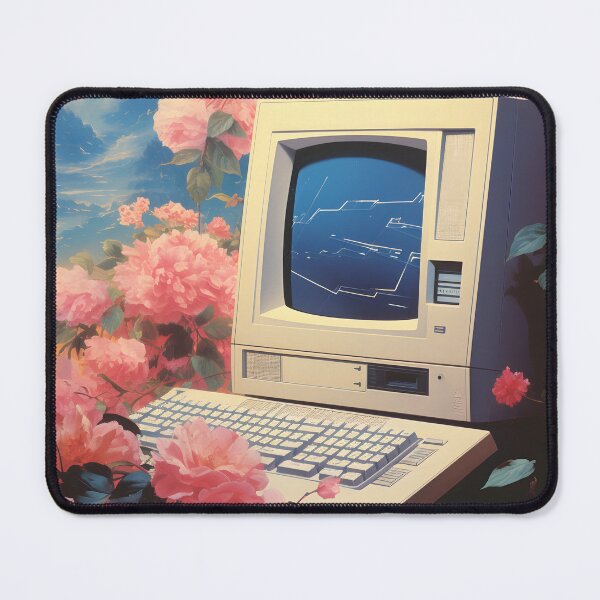 Item preview, Retro Computer and a Bunch of Pink Flowers and Nature designed and sold by Je-we.