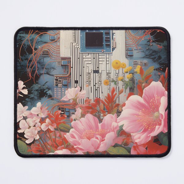 Item preview, Retro Computer Microchip and a Bunch of Flowers designed and sold by Je-we.