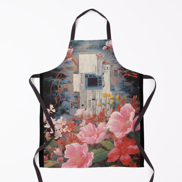 Item preview, Retro Computer Microchip and a Bunch of Flowers designed and sold by Je-we.