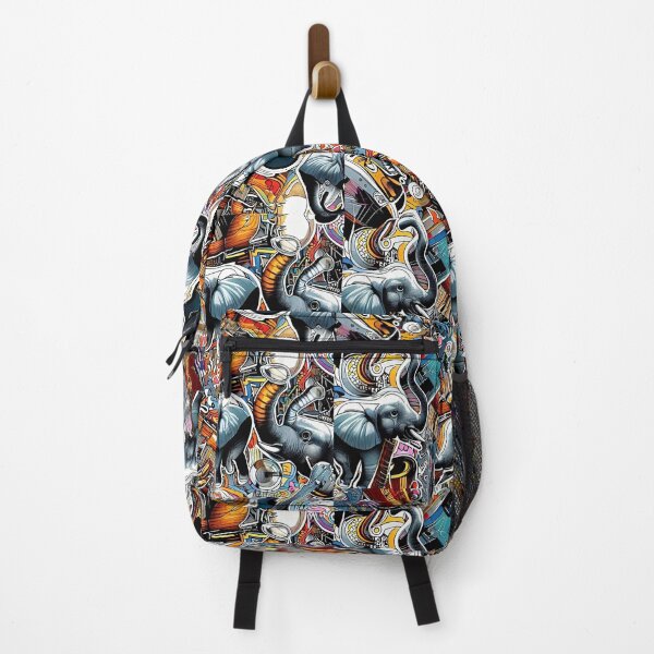 Item preview, Street Art Music Instruments and Elephants Pattern: Urban Fusion of Creativity designed and sold by ElephantClub.